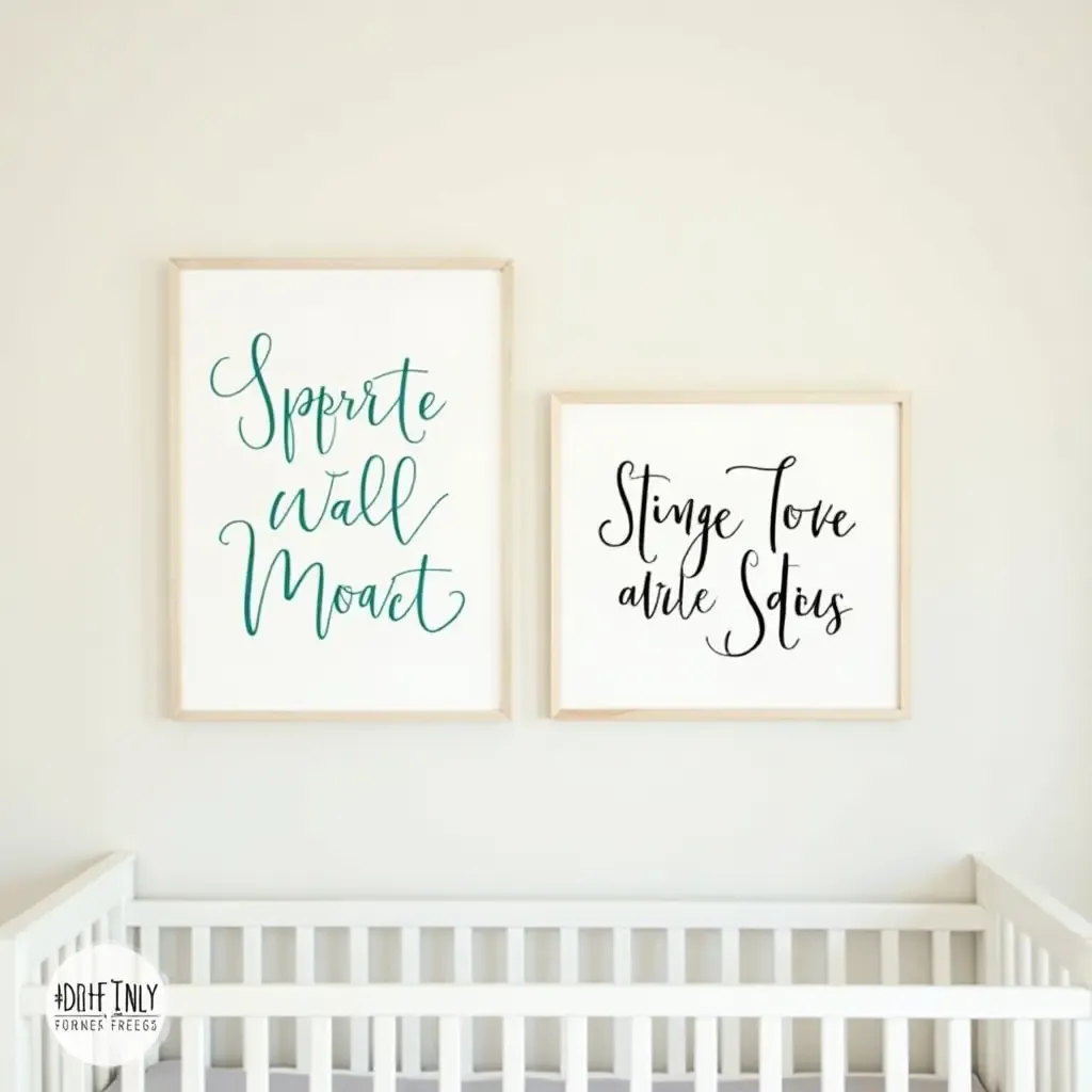 a photo of DIY wall art featuring hand-painted nursery rhyme quotes