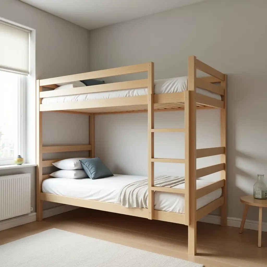 a photo of a space-saving corner bunk bed design