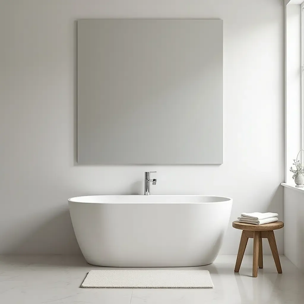 a photo of a minimalist bathroom with chrome accents and elegant simplicity