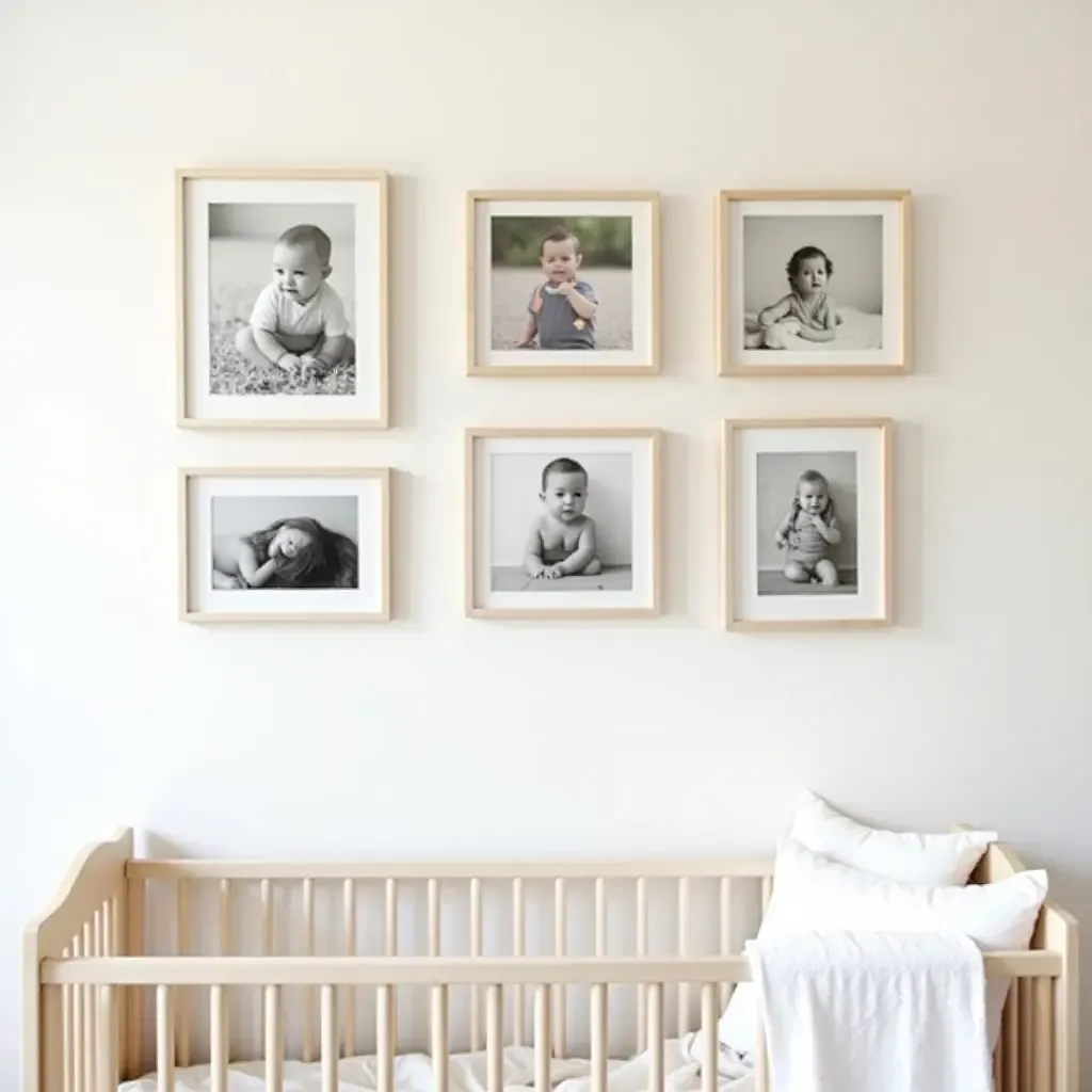 a photo of a nursery gallery wall featuring a photo collage