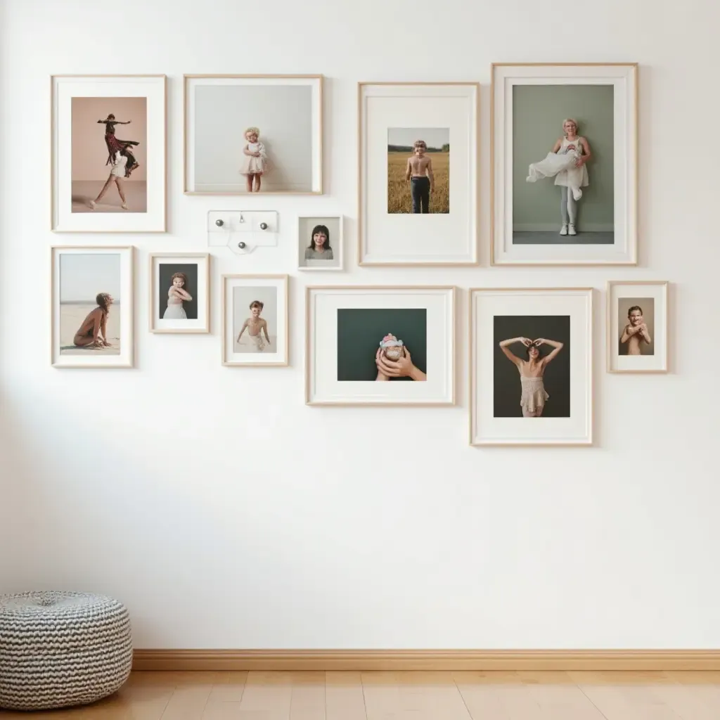 a photo of a gallery wall filled with playful framed photos