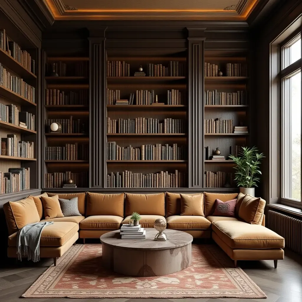 a photo of a library with a mix of vintage and modern styles in perfect harmony