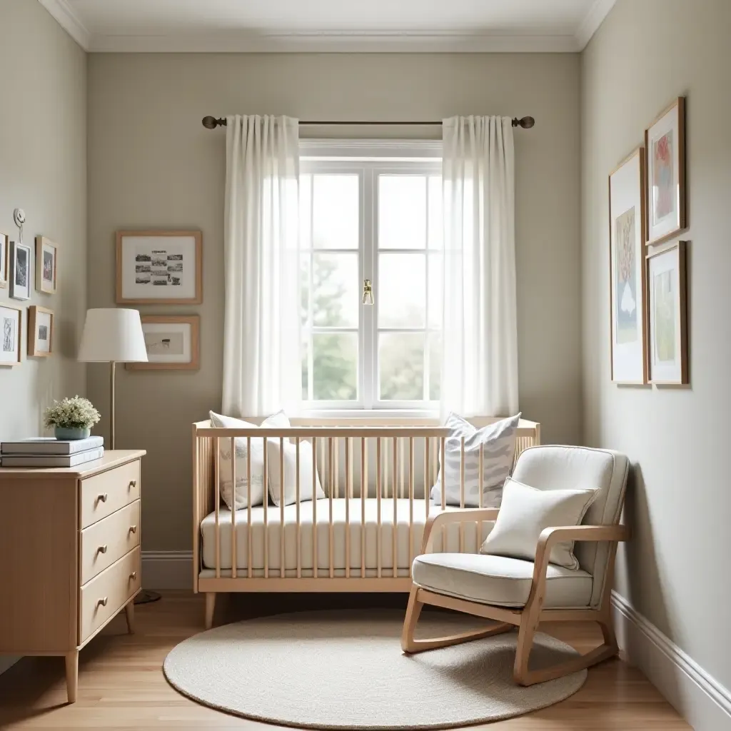 a photo of a nursery with a serene reading nook and calming decor