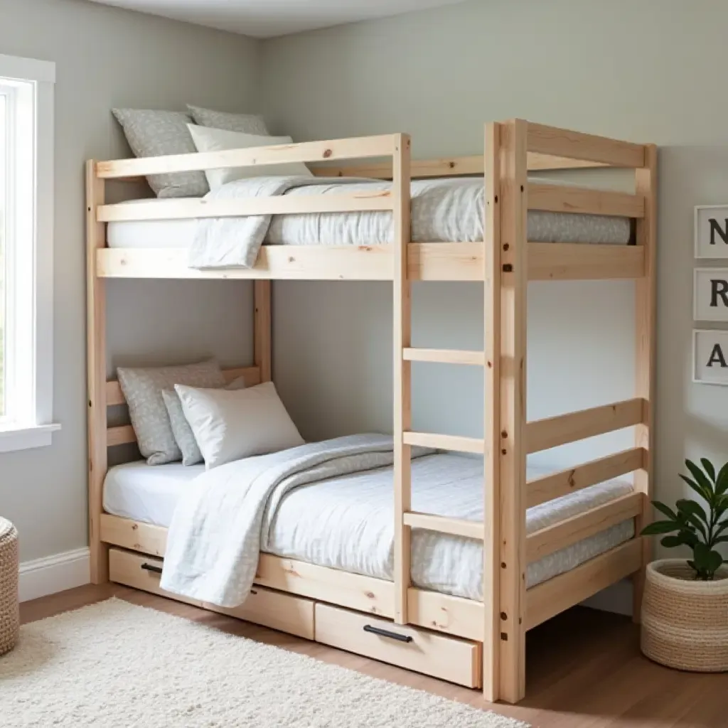 a photo of a bunk bed with personalized name signs