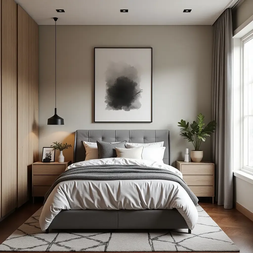 a photo of a fashionable teen bedroom with a mix of patterns and textures