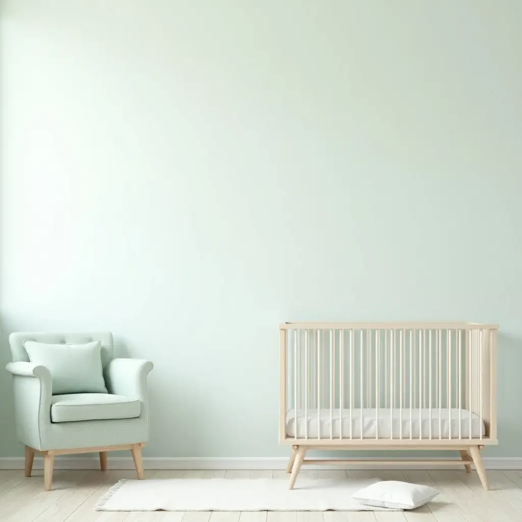 a photo of a nursery with charming mint and crisp white