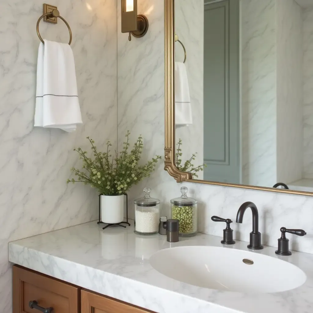 a photo of a bathroom featuring stylish glass jars for storage