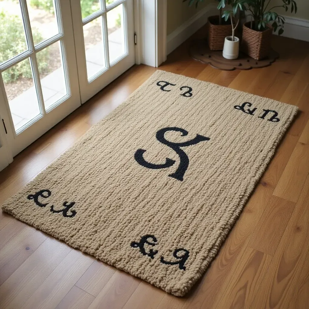 a photo of a personalized monogram rug for a unique touch