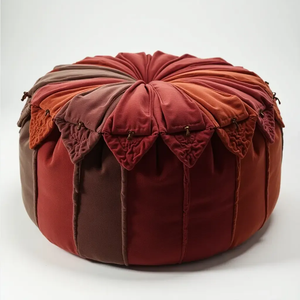 a photo of a stylish pouf in rich textures and colors