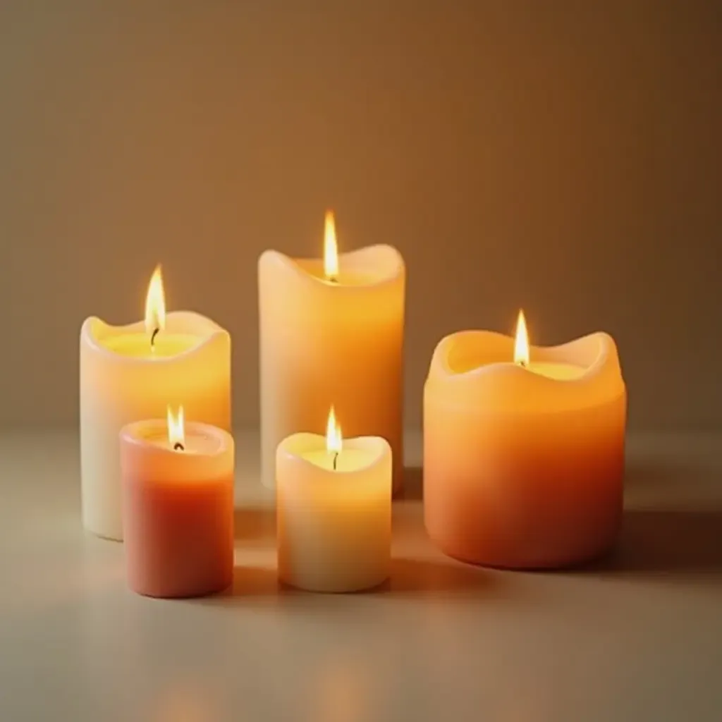 a photo of a collection of candles in various sizes and shapes