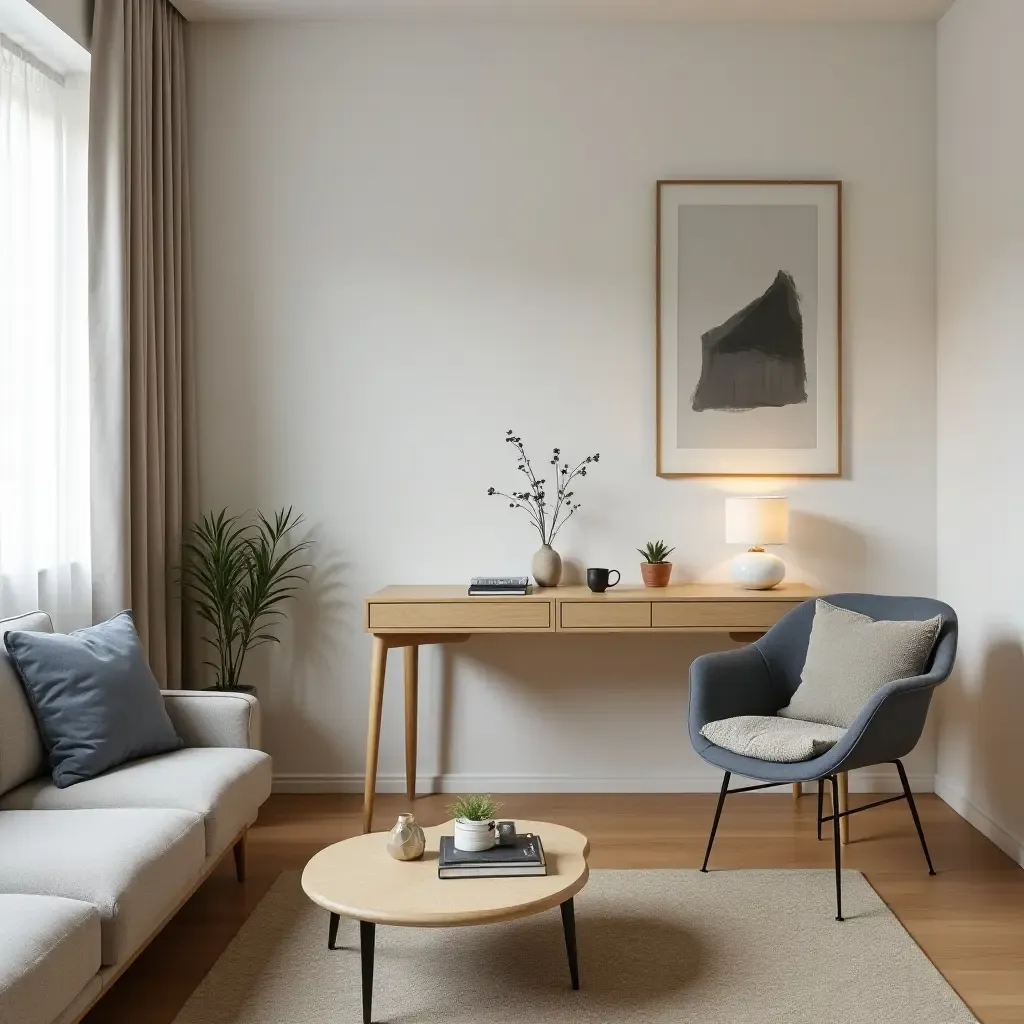 a photo of a small living room with a foldable dining table