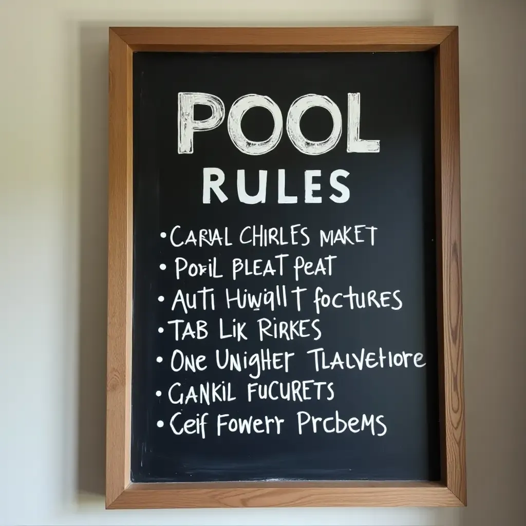 a photo of a DIY chalkboard sign for pool rules