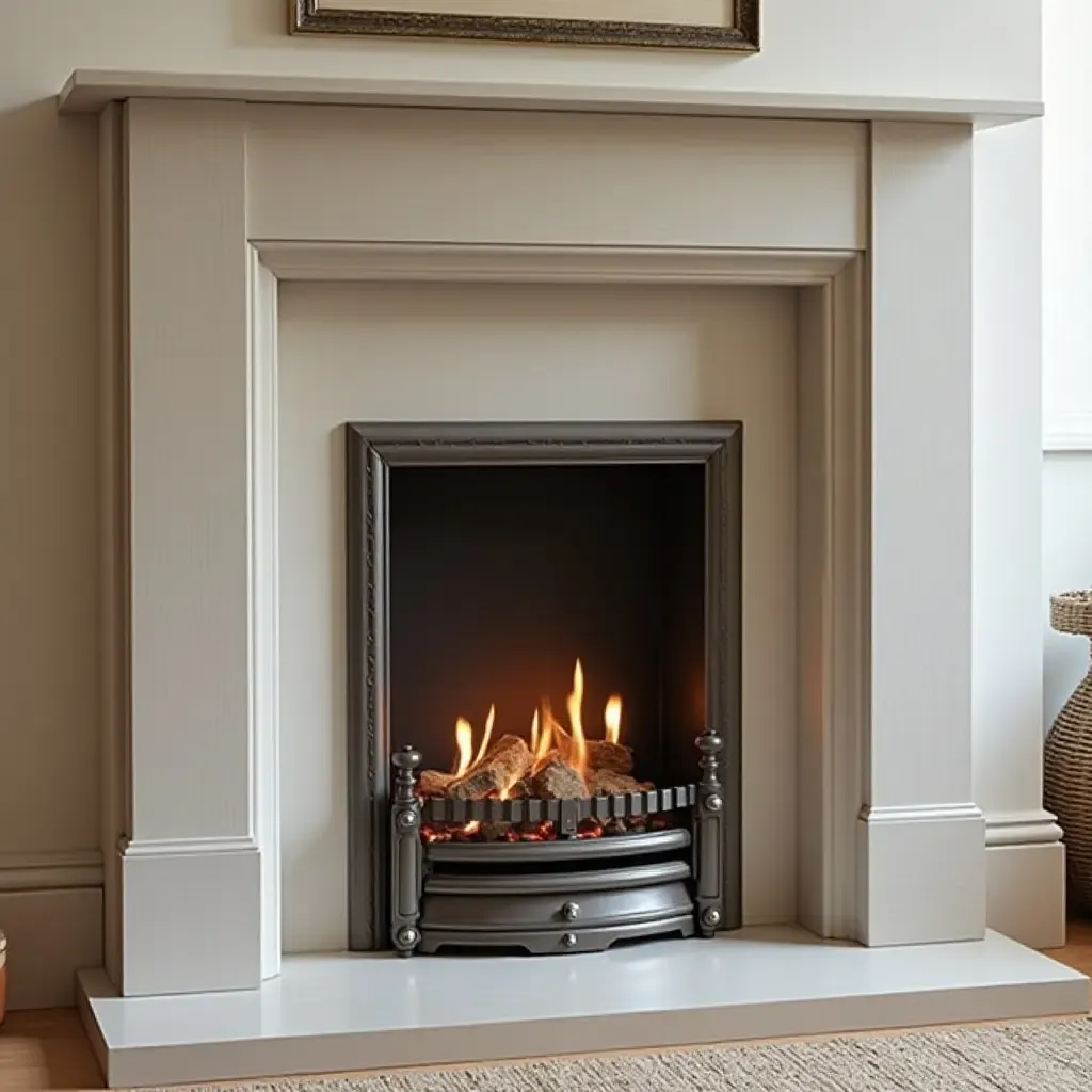 a photo of a stylish fireplace surround with hidden storage compartments