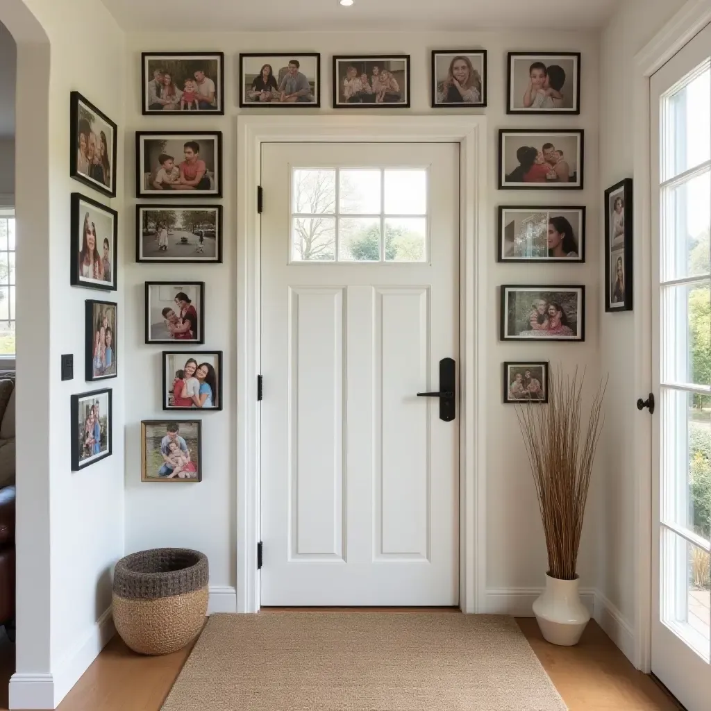 a photo of an entrance hall decorated with a fun collage of family photos