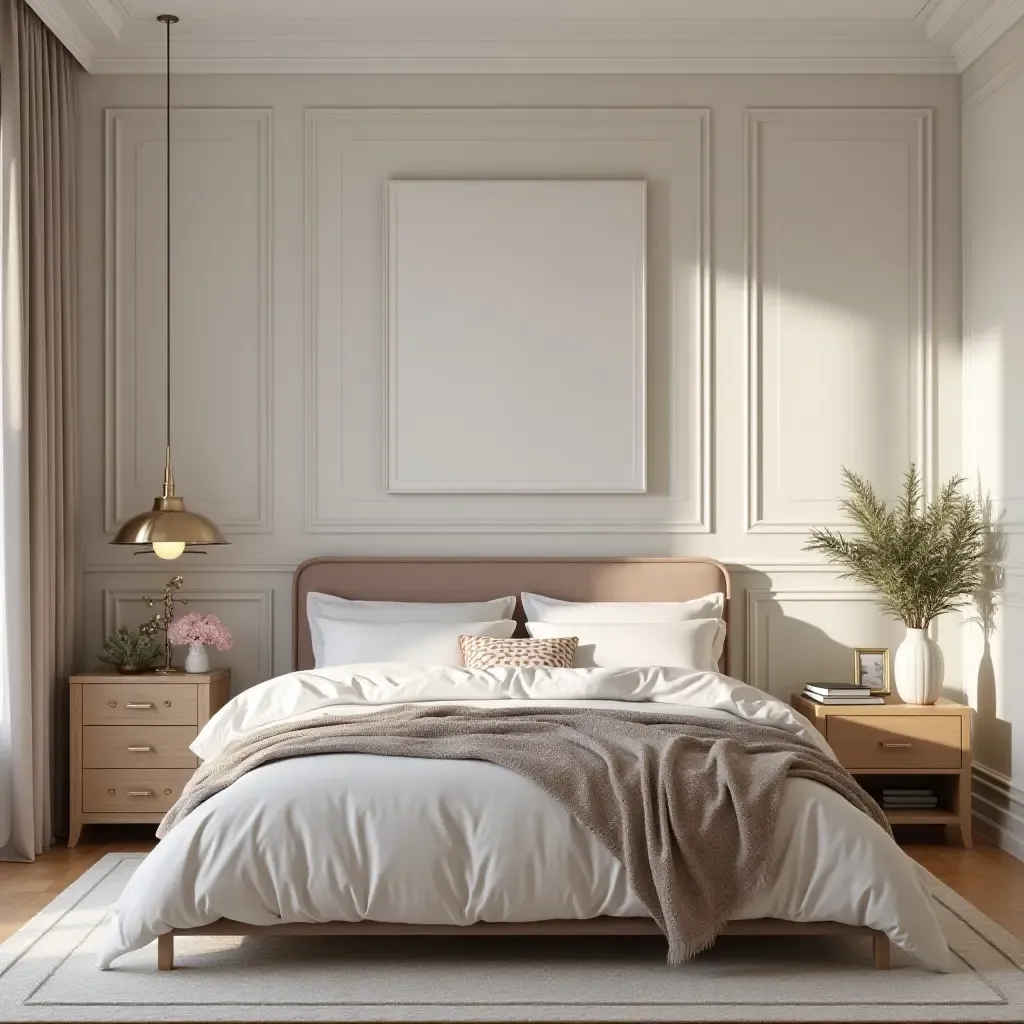 a photo of a chic teen room with a statement bed and elegant bedding