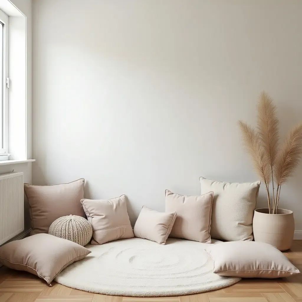 a photo of a nursery featuring a cozy play area with cushions