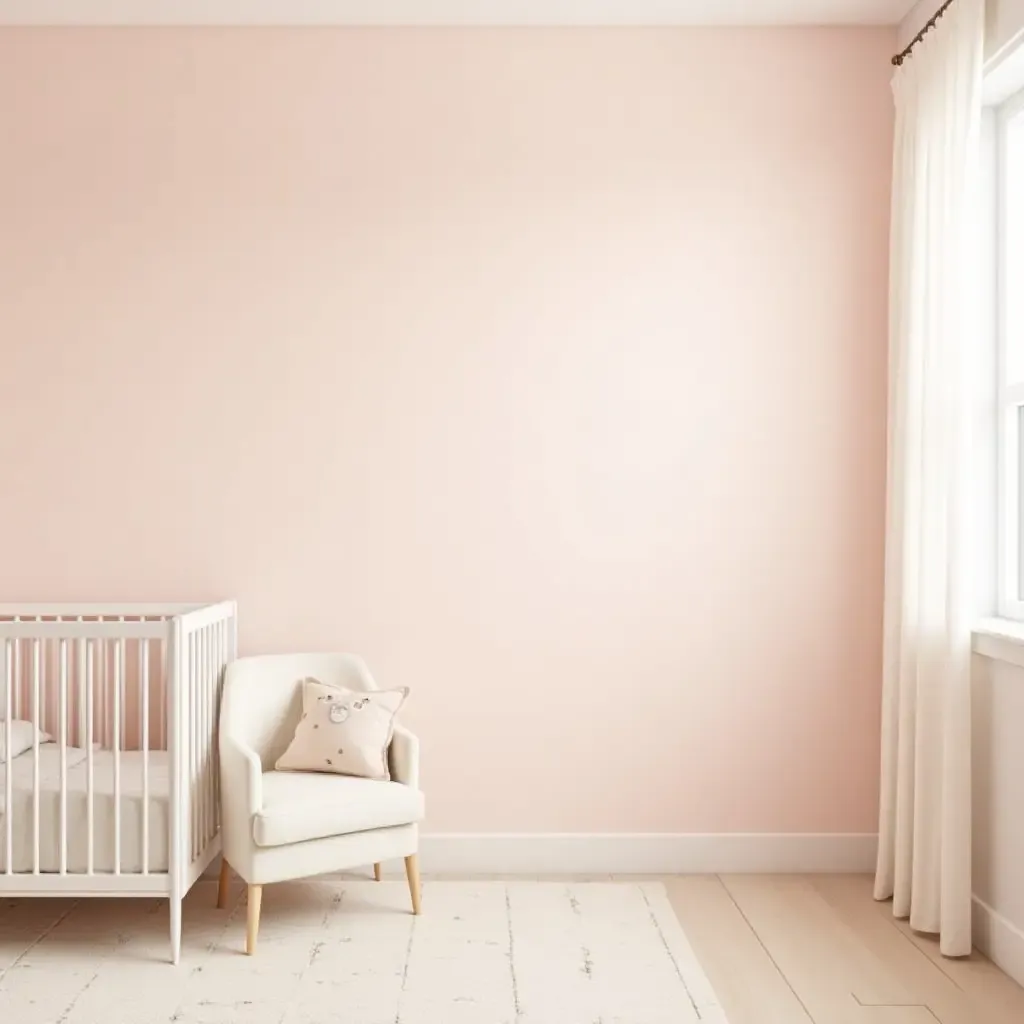 a photo of a nursery showcasing a chic color palette of blush and gold