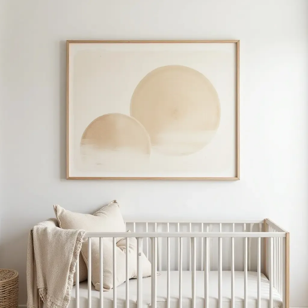 a photo of a nursery with wooden wall art