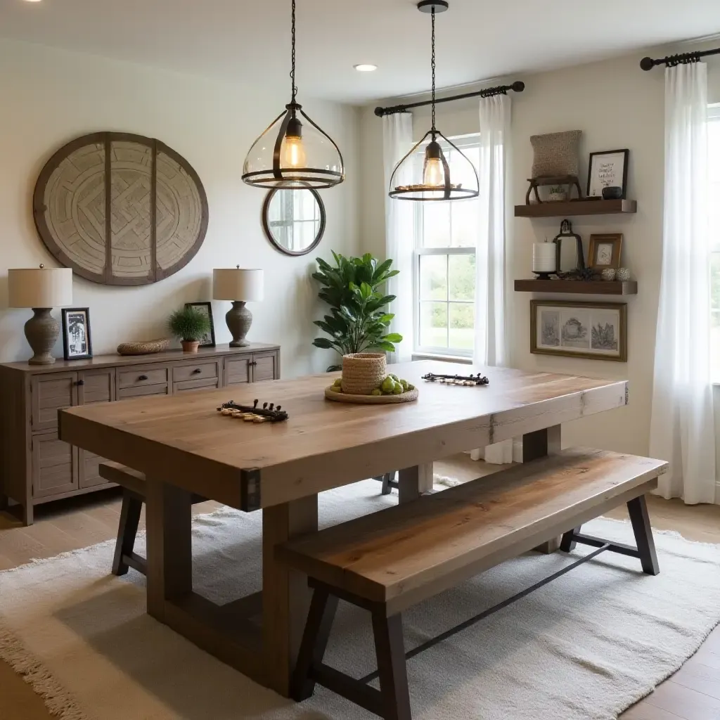 a photo of a basement game table styled with farmhouse decor and accessories