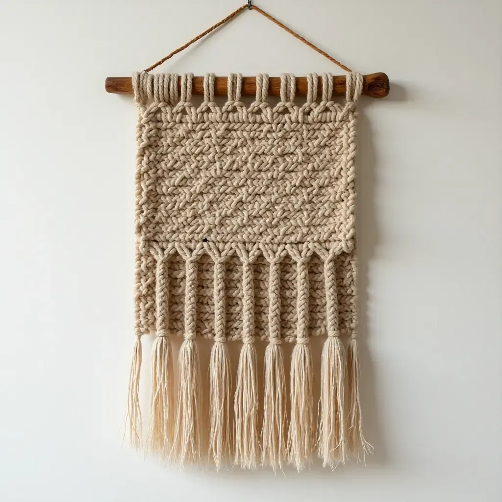 a photo of a textured wall hanging made of natural materials