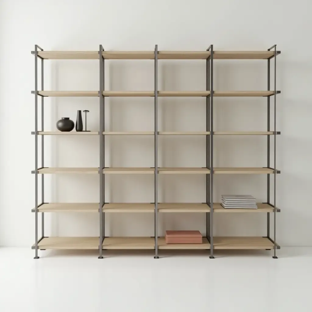 a photo of a modular shelving unit with a minimalist aesthetic