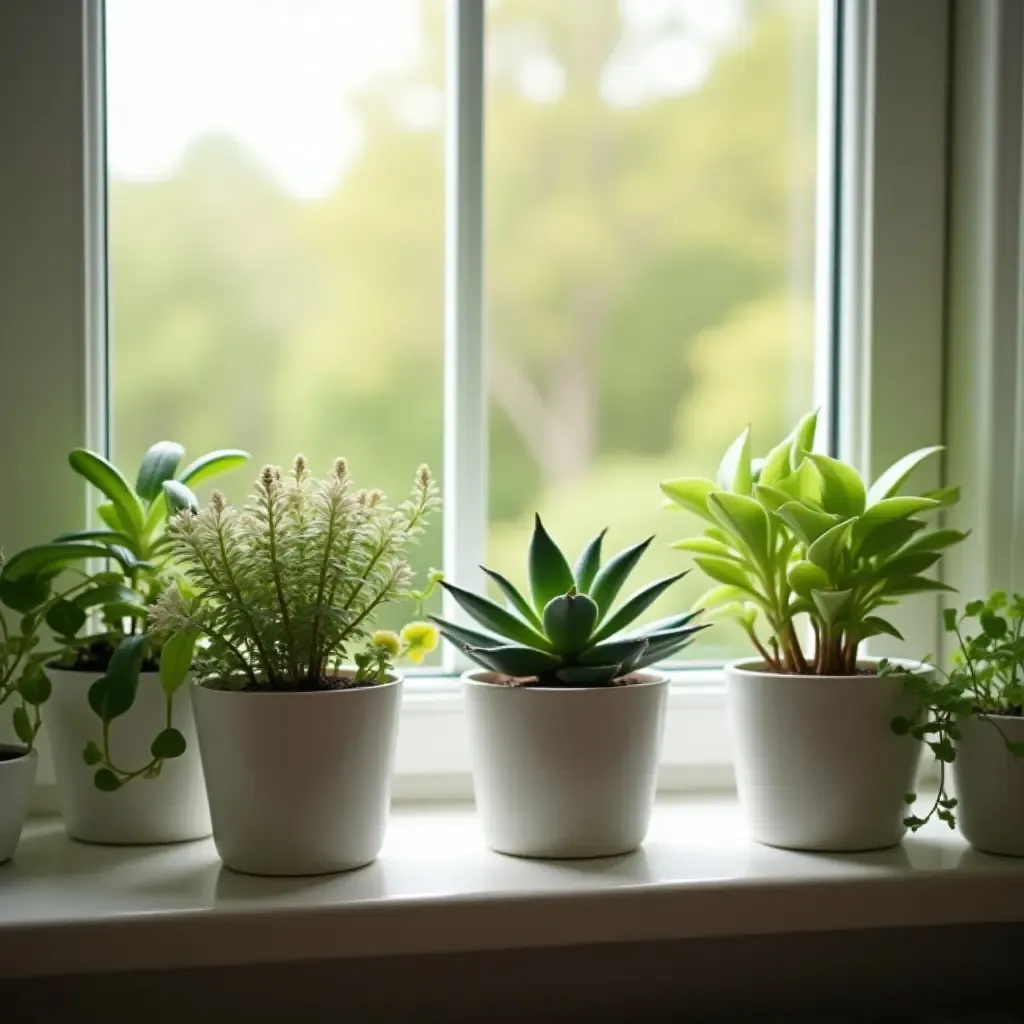 a photo of a bright nursery with succulents on window sills