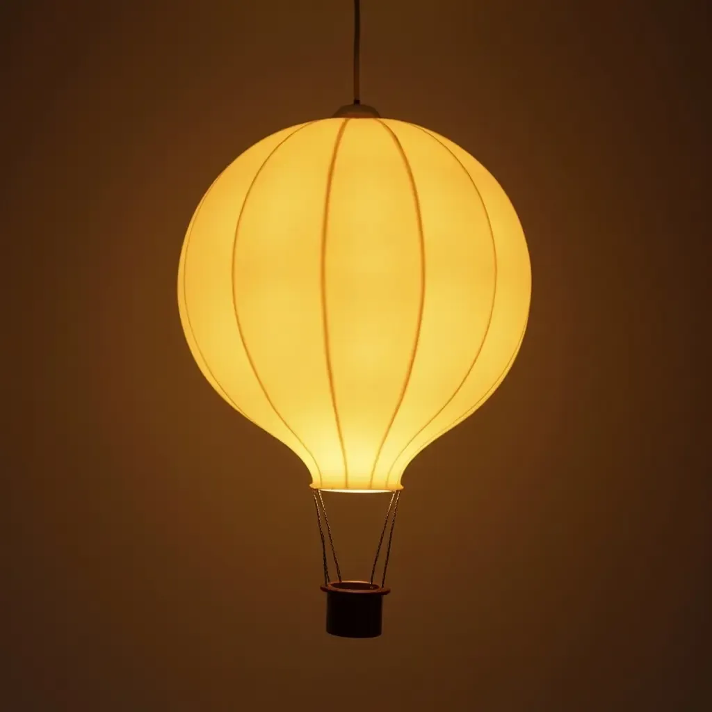 a photo of a playful light fixture resembling a hot air balloon