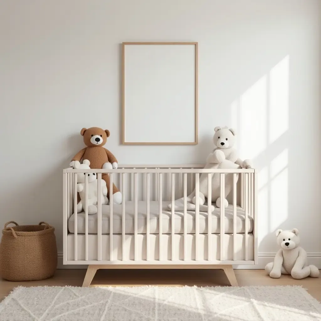 a photo of a nursery with metallic accents in the toy box