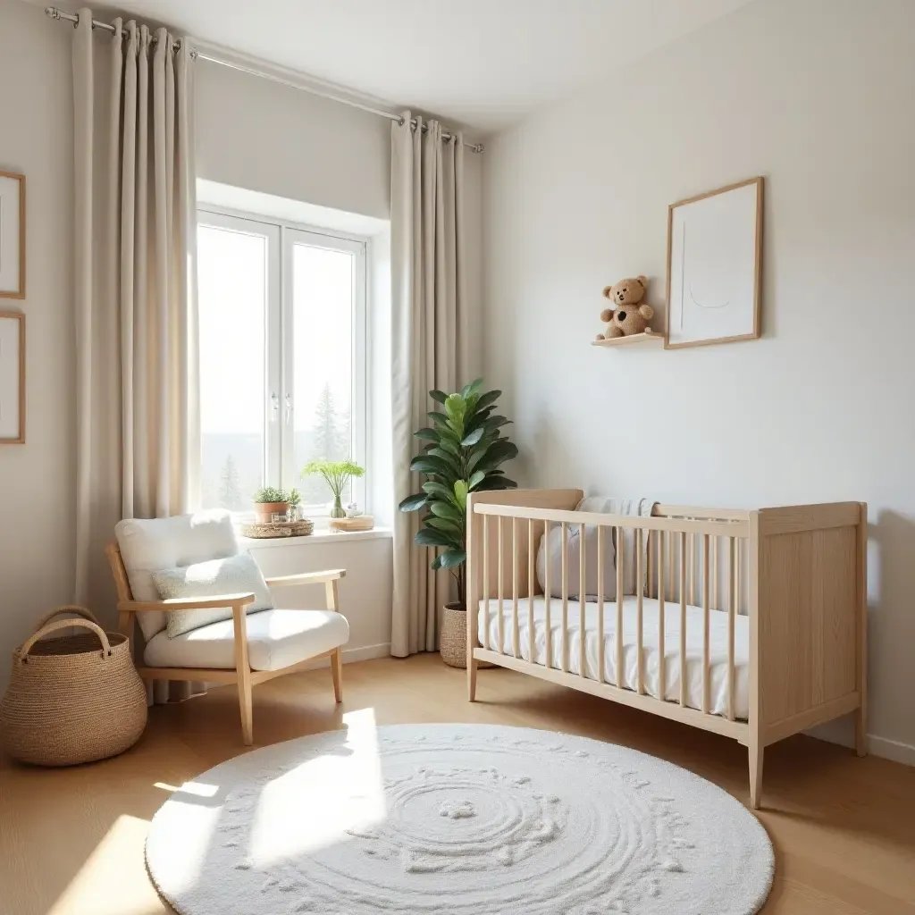 a photo of a cozy small nursery with multi-functional furniture