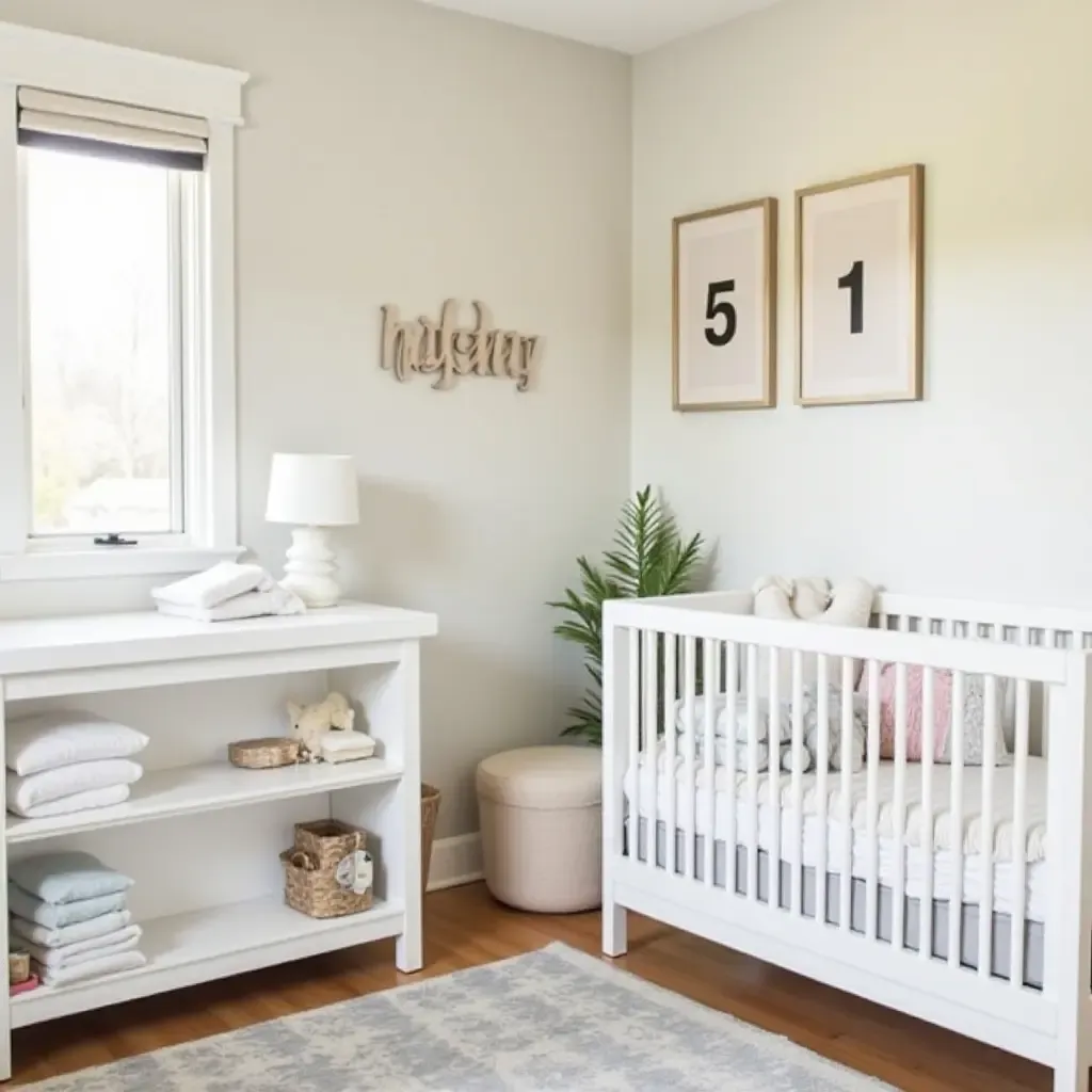 a photo of a small nursery with a functional diaper station