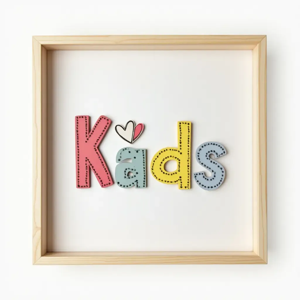 a photo of a personalized name art piece for kids