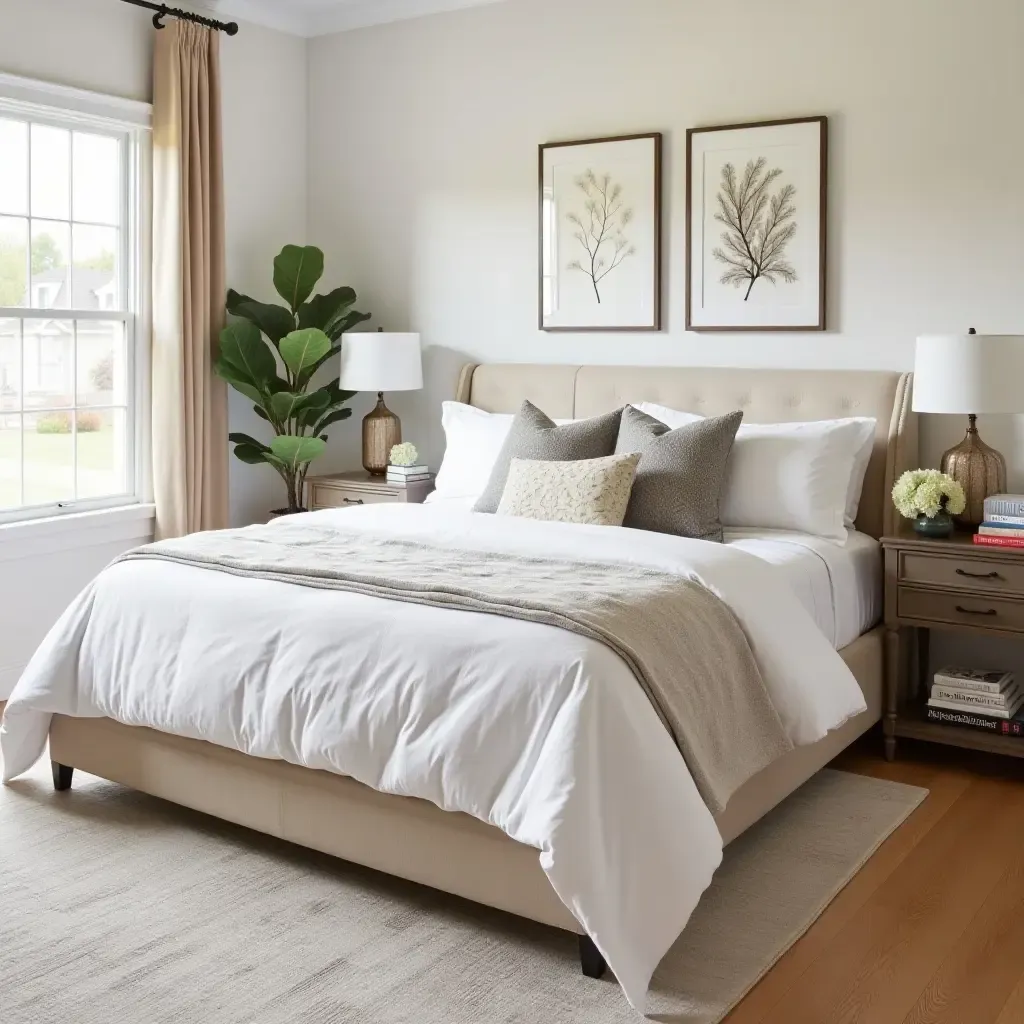 a photo of a teen bedroom with matching throw pillows and bedspread