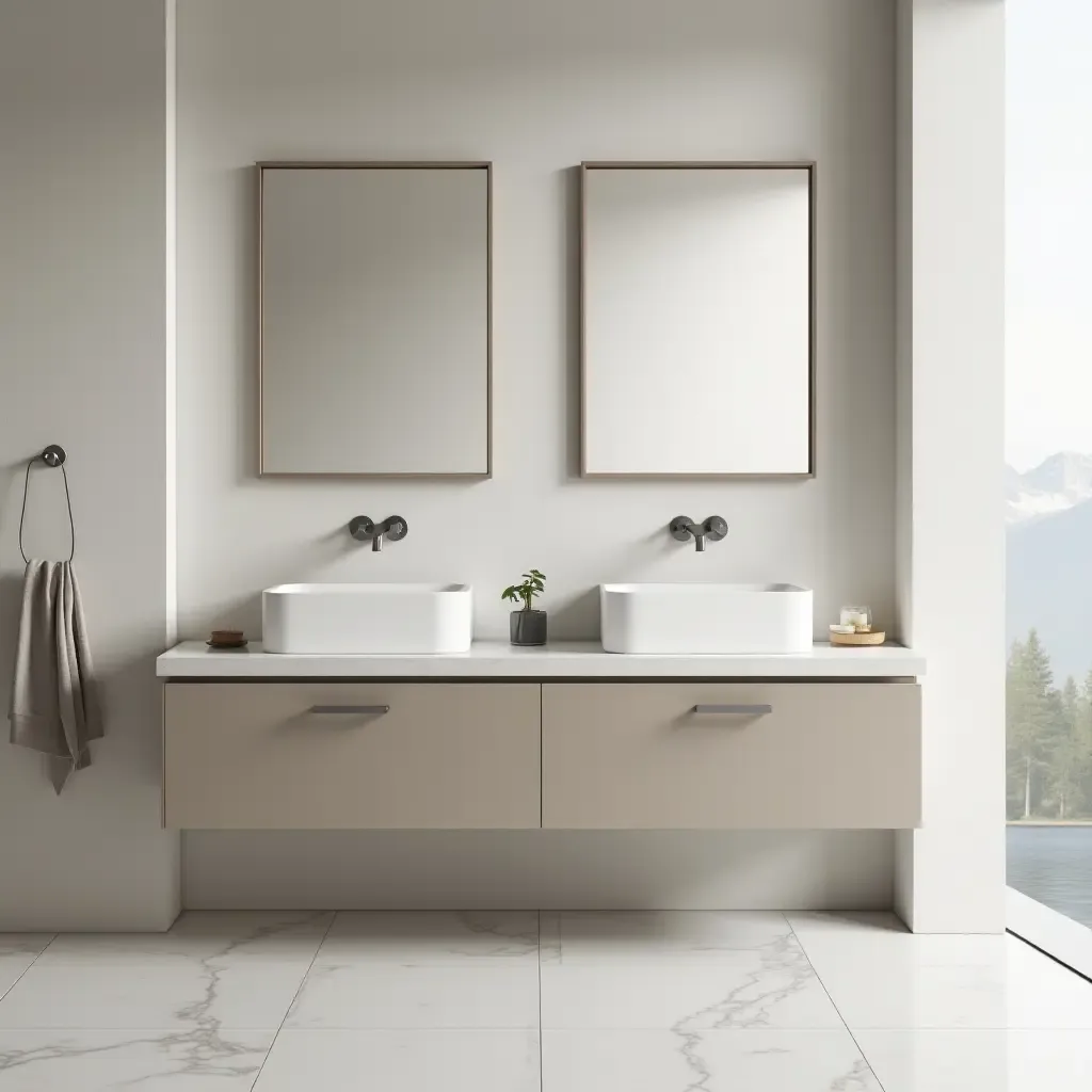 a photo of a streamlined bathroom vanity with a focus on simplicity and utility