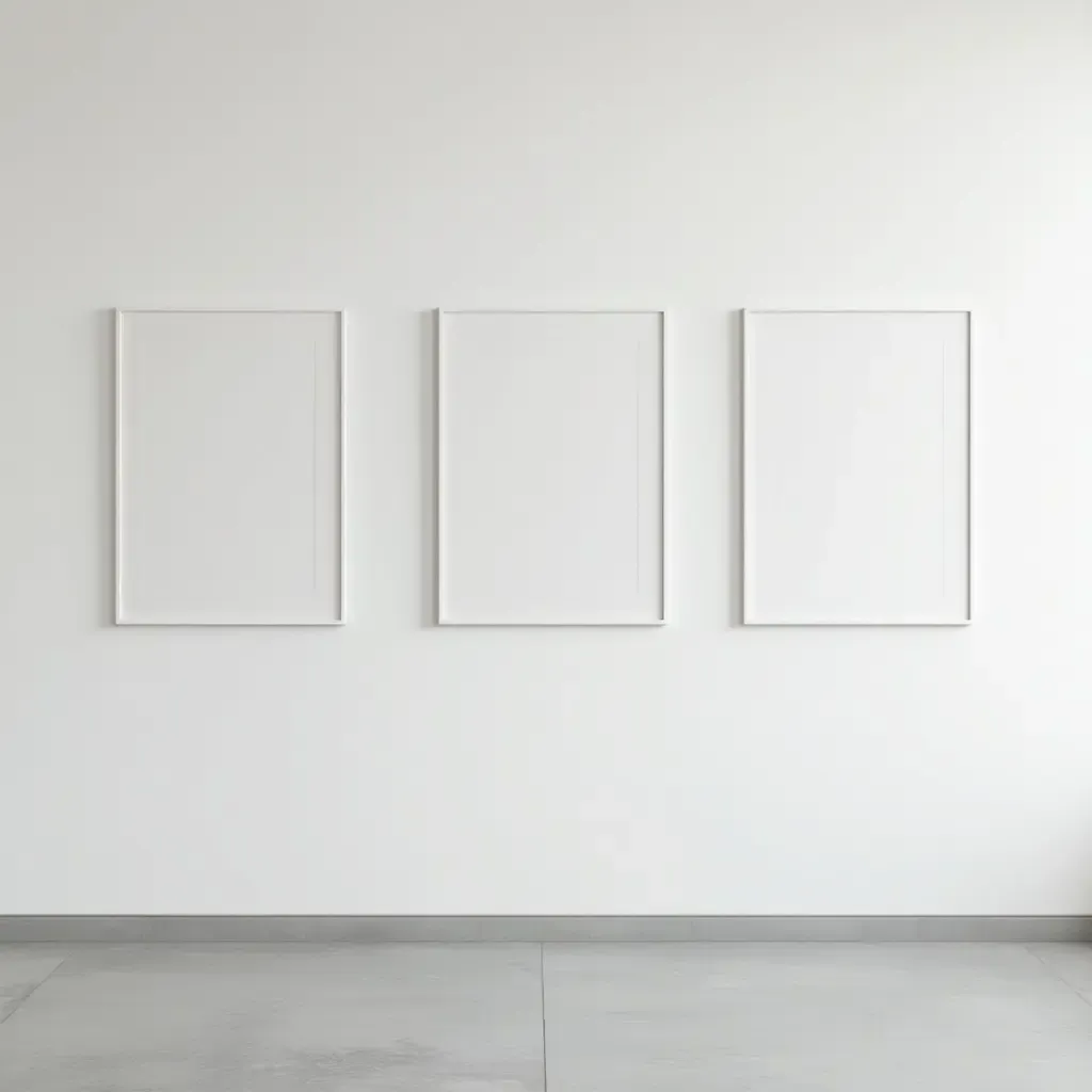 a photo of a minimalist black and white wall art display