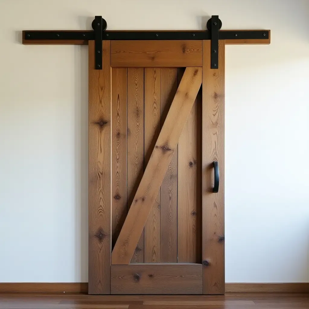 a photo of a rustic barn door as a unique wall decor element