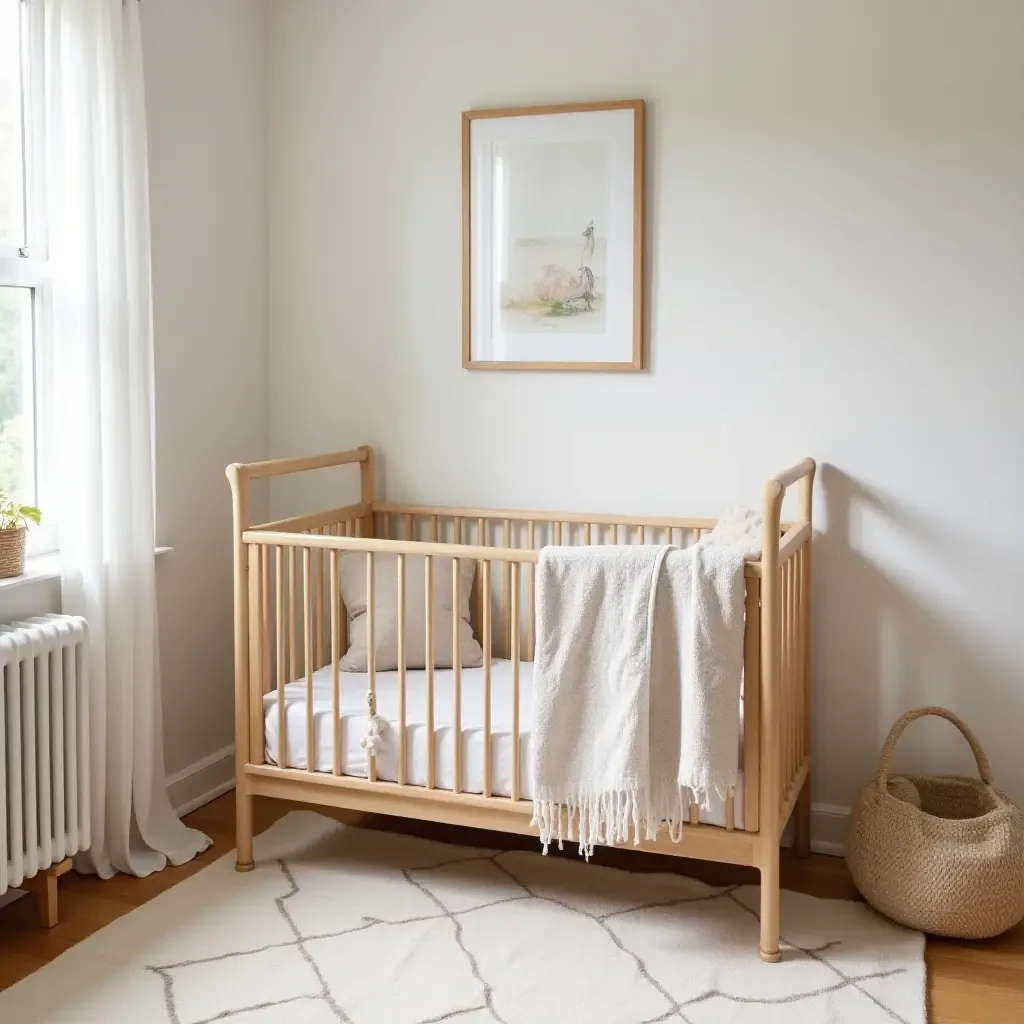 a photo of a small nursery with a vintage-inspired crib