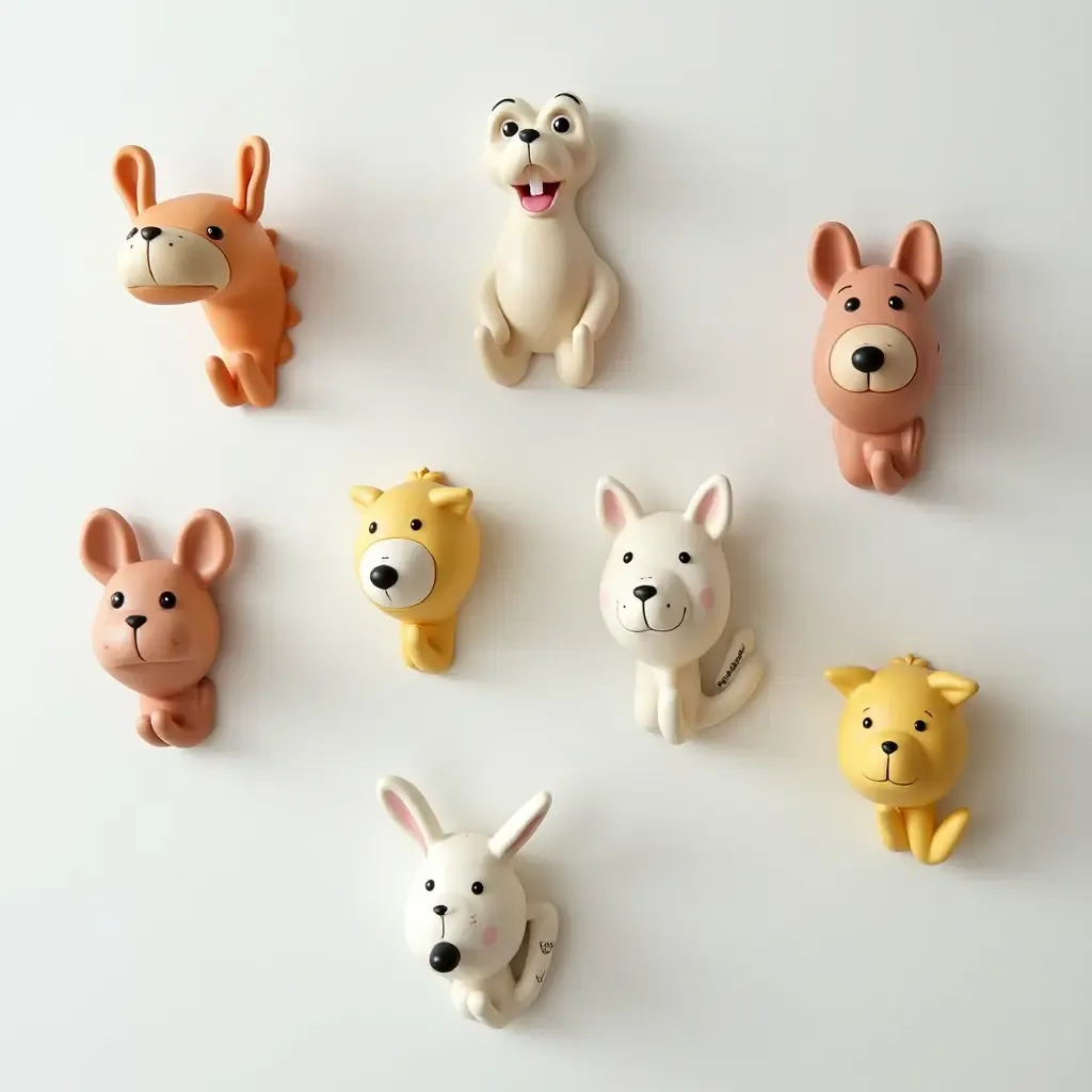 a photo of a collection of fun, quirky wall hooks