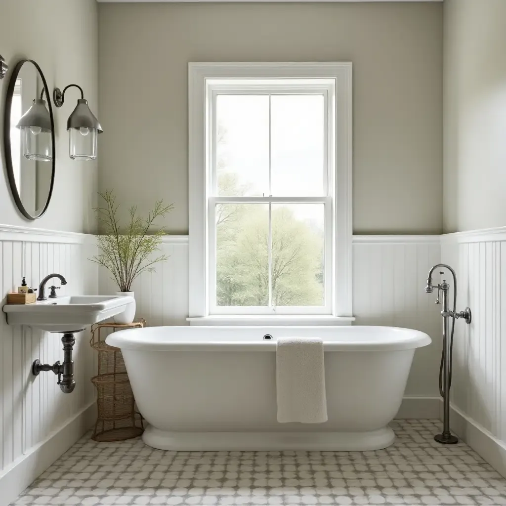 a photo of a bathroom with vintage plumbing fixtures