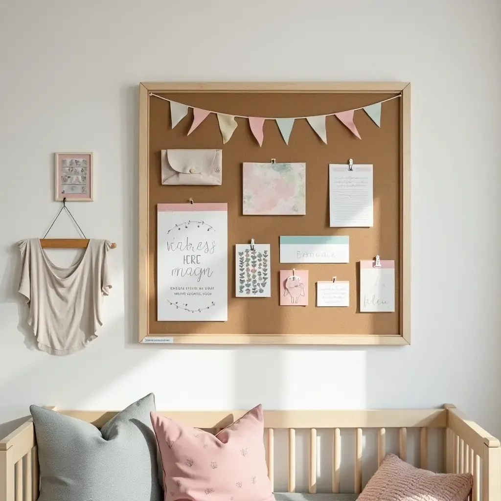 a photo of a nursery with a creative bulletin board for organization