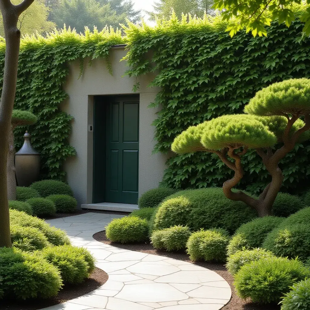 a photo of a serene Japanese-inspired garden wall