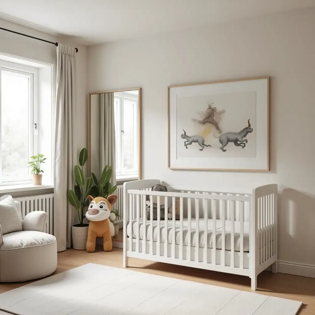 a photo of a nursery with a mirrored play area for spacious feel