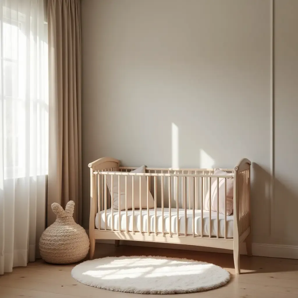 a photo of a nursery with a serene reading nook and calming colors