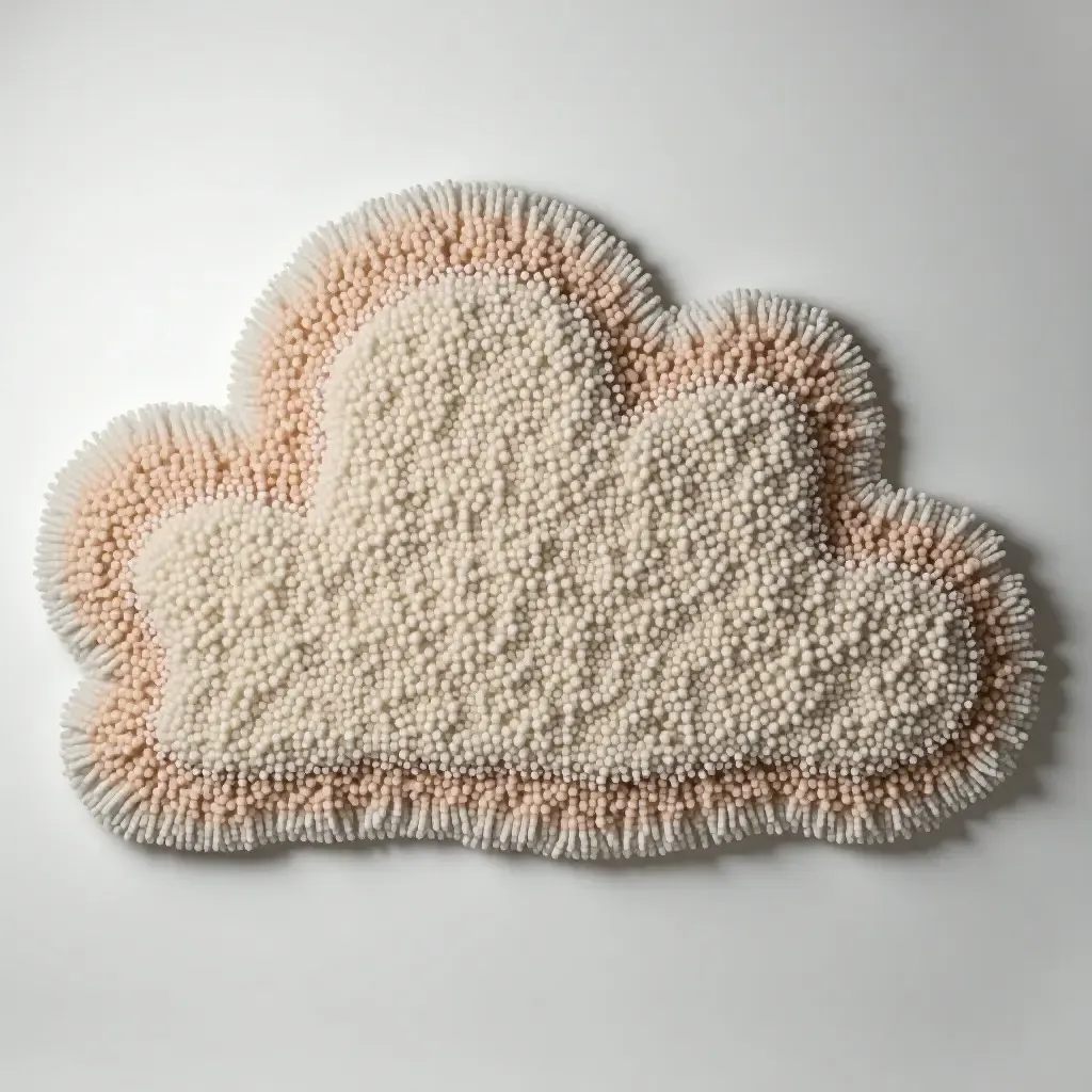 a photo of a funky, oversized rug shaped like a cloud