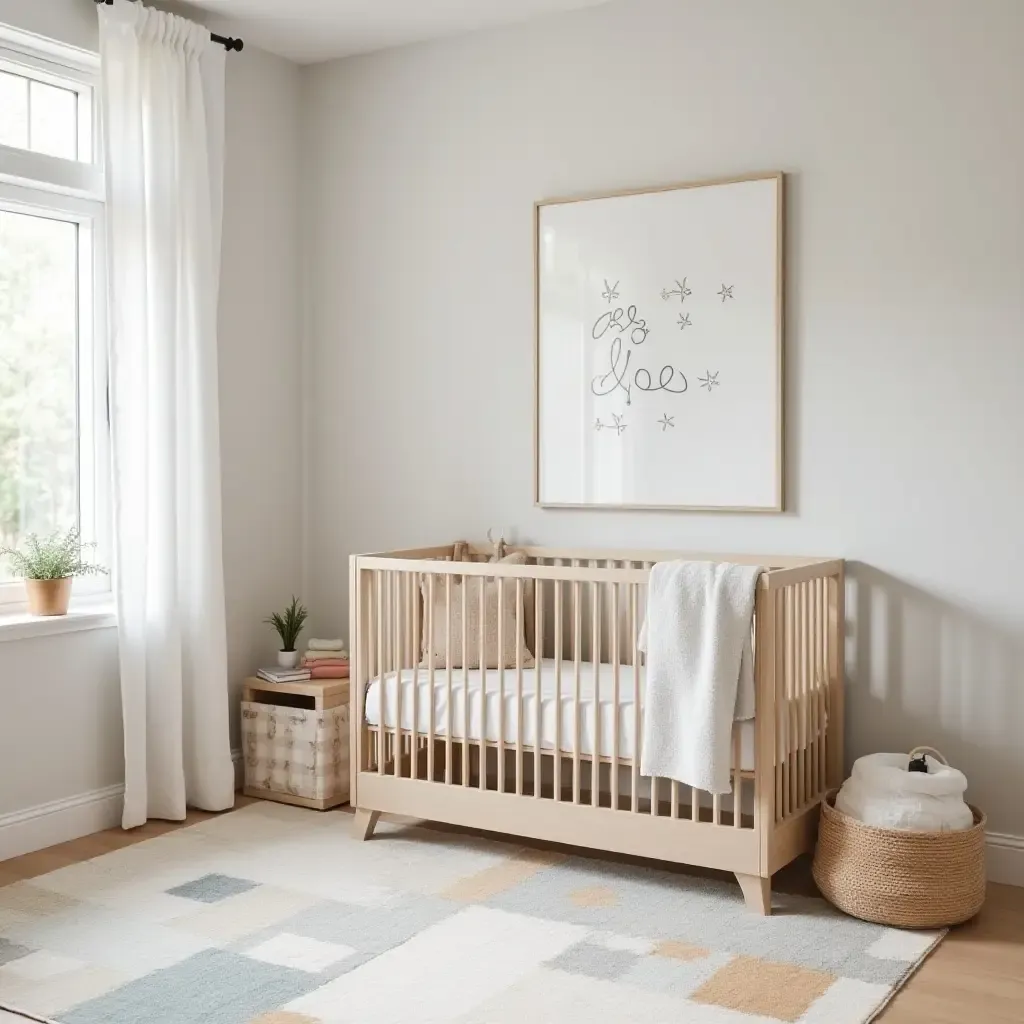 a photo of a nursery with metallic accents in the toy storage