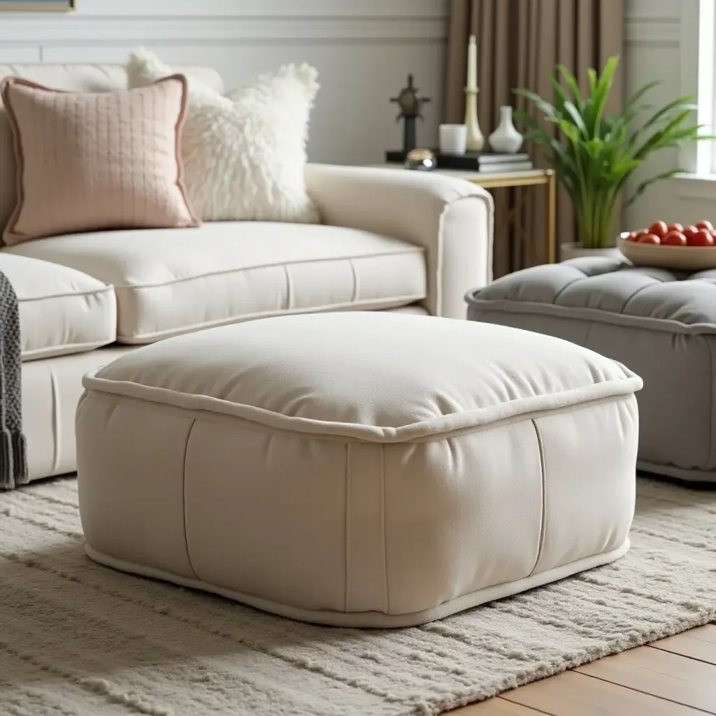 a photo of a plush ottoman adding comfort and style