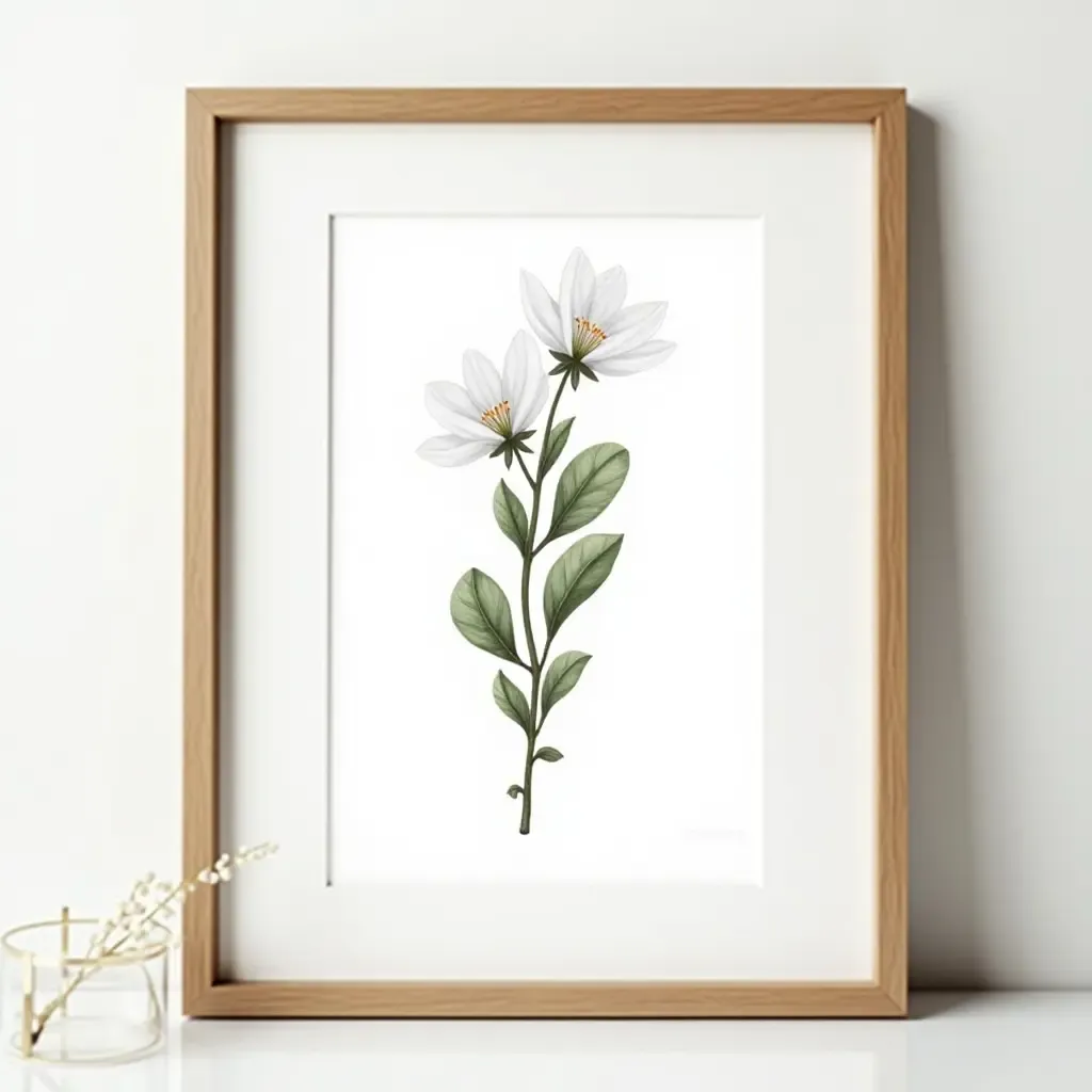 a photo of a charming wall art featuring botanical illustrations