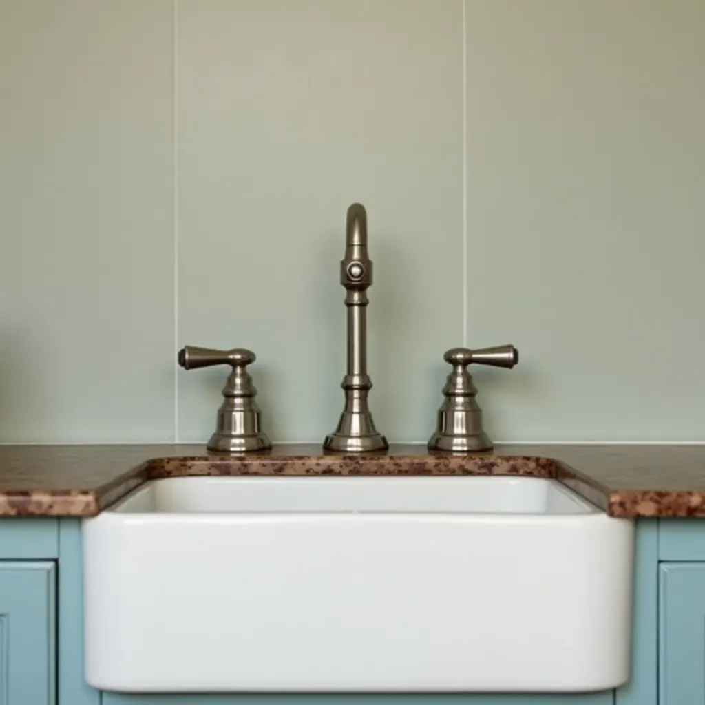 a photo of a retro-style faucet complementing a vintage sink