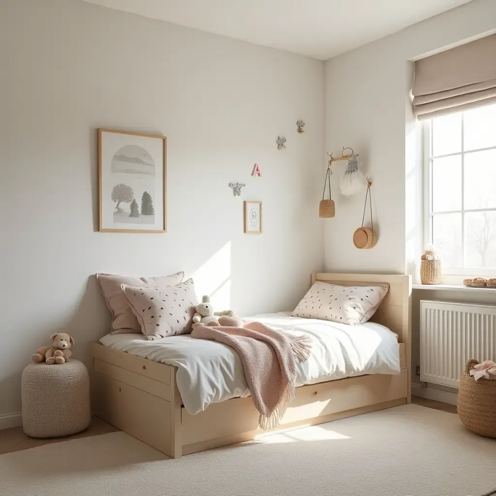 a photo of a small kids&#x27; bedroom with personalized touches