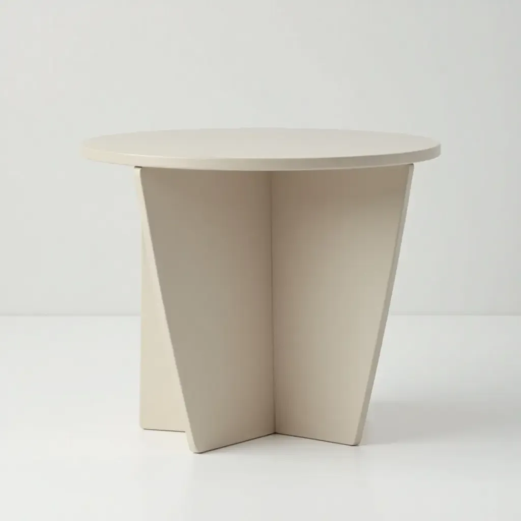 a photo of a minimalist side table with geometric design