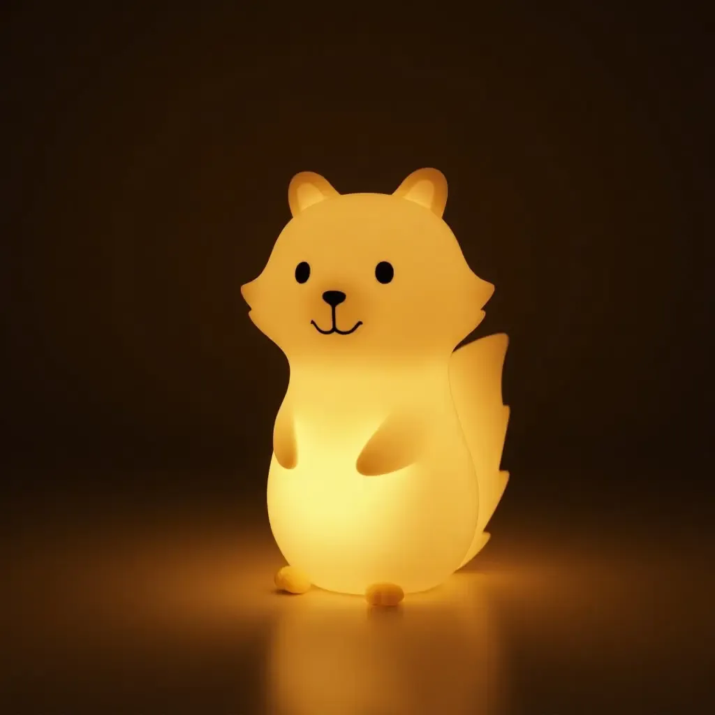 a photo of a charming woodland creature lamp